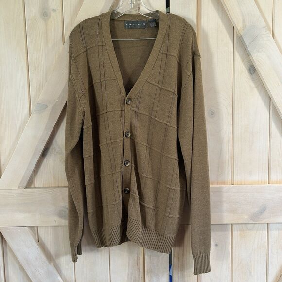 Oscar De La Renta Mens Cardigan Large Grandpa Sweater Old Money Knit Classic - Picture 2 of 12